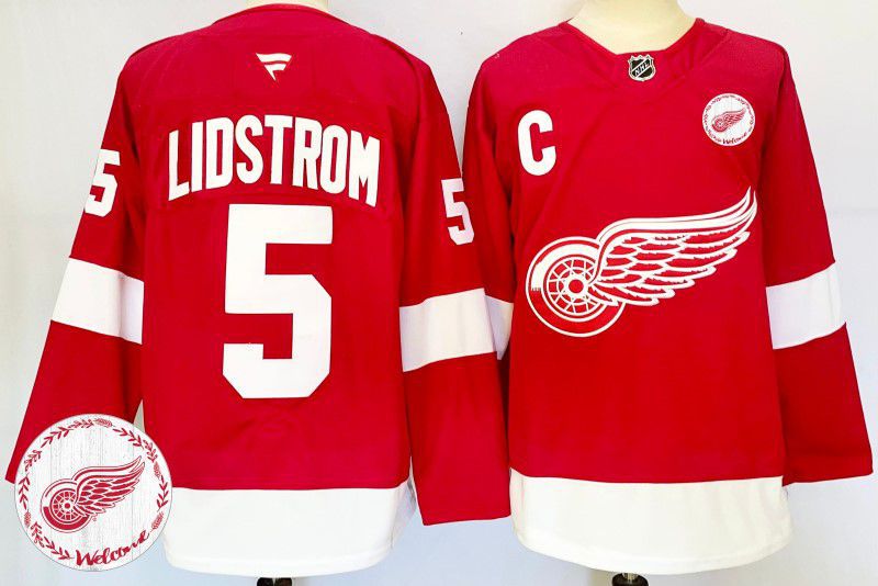 Men Detroit Red Wings #5 Lidstrom Red Fanatics 2025 NHL Jersey style 2